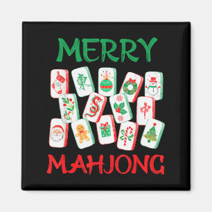 Aimant Tuiles de Mahjong de Noël à l'aquarelle Mah Jon Ch