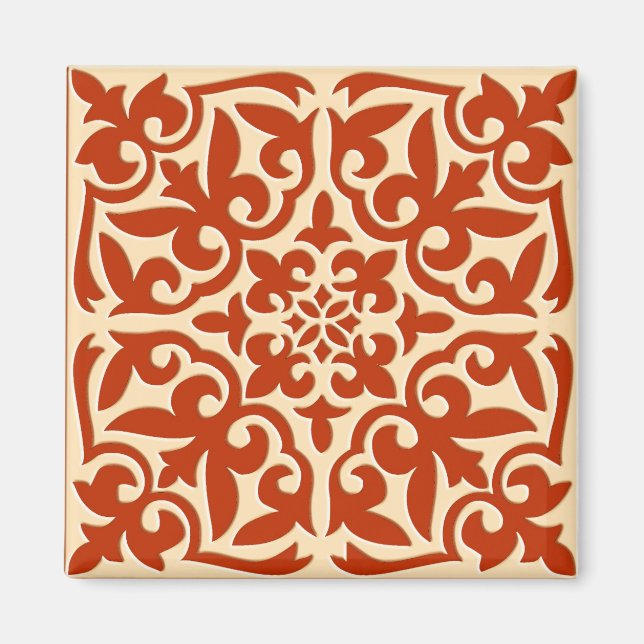 Aimant Tuiles marocaines - corail orange et pêche (Devant)