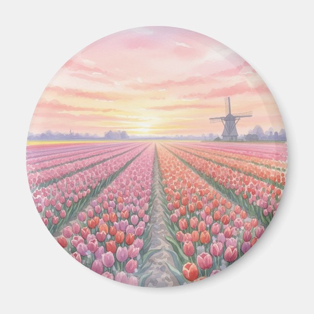 Aimant Tulip Fields Wmill Holland Pays-Bas (Devant)