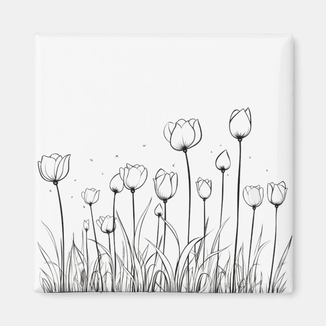 Aimant Tulipe Fleur Tulipa Motif à crayon floral (Devant)