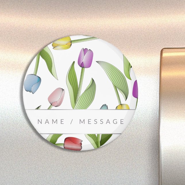 Aimant Tulipe Florale Colorée Moderne Personnalisée (Créateur téléchargé)
