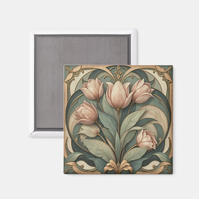 Aimant Tulipes Art Nouveau (Recto/Verso)