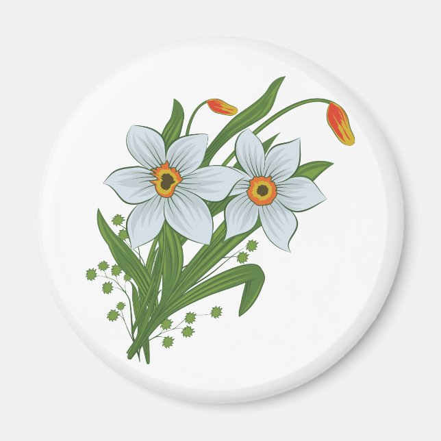 Aimant Tulipes et fleurs de jonquilles (Devant)