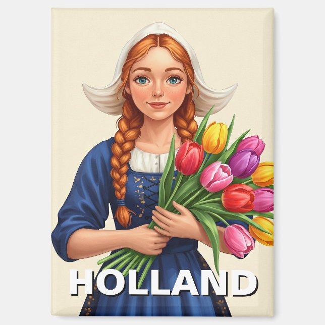 Aimant Tulipes néerlandaises Hollande Pays-Bas (Recto)