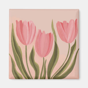 Aimant Tulipes Painteté Jolie Rose