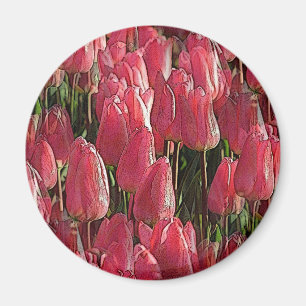 Aimant Tulipes roses florales