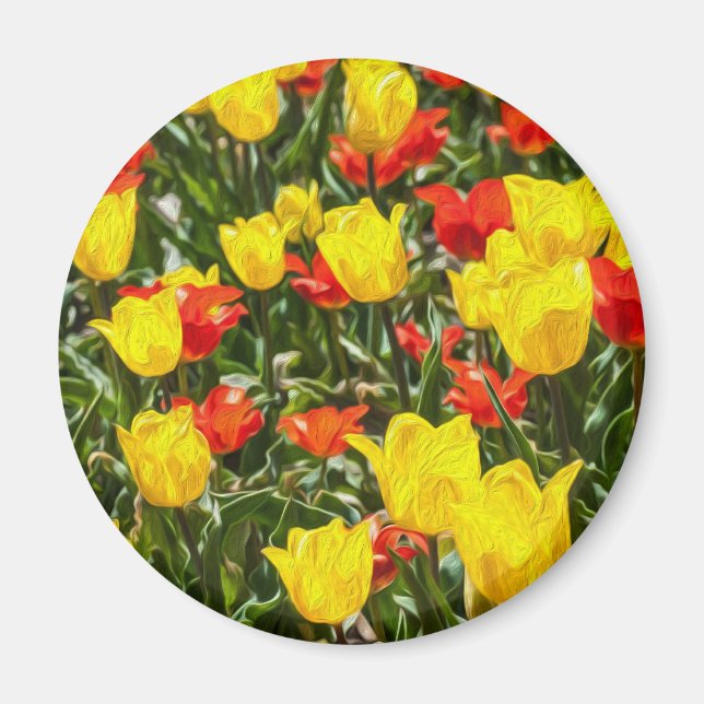 Aimant Tulipes rouges et jaunes (Devant)
