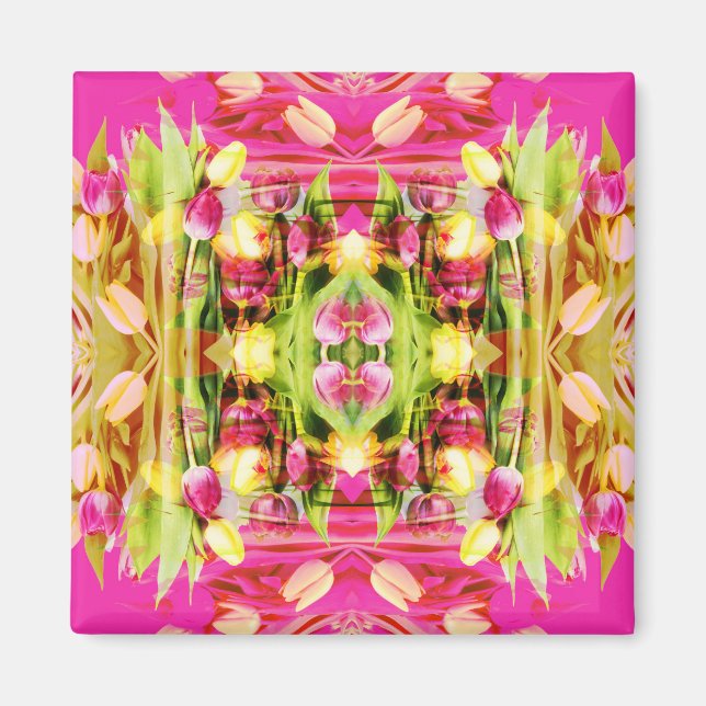 Aimant TULIPS - Tulipes colorées d'art fractal - (Devant)