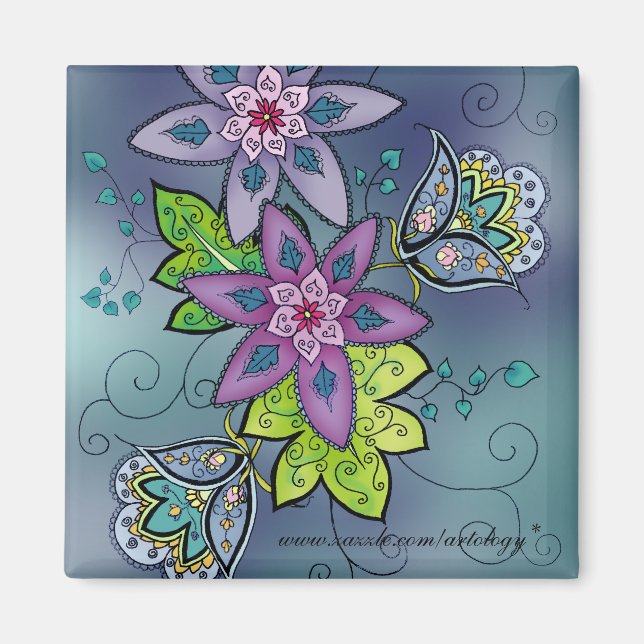 Aimant Tulps coloré (carré) (Devant)