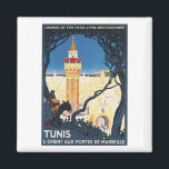Aimant Tunis, L'Orient Aux Portes de Marsielle<br><div class="desc">Affiches de voyage, étiquettes de bagages et cartes postales vintage du monde entier. Idée cadeau pour collectionneurs ! Découvrez nos autres produits avec ce design. Sacs fourre-tout, tee - shirt et tasses sont disponibles dans de nombreux styles et couleurs. Toutes les images ne fonctionnent pas bien sur tous les produits....</div>