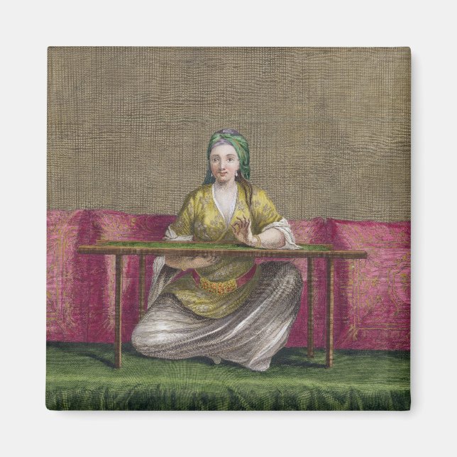 Aimant Turc Girl, broderie, 18ème siècle (gravine (Devant)