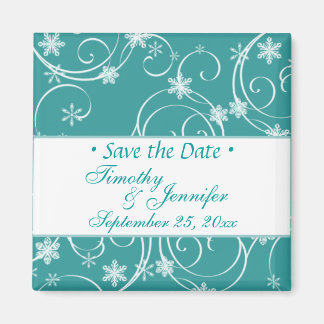 Aimant Turquoise bleu enregistrer la date Hiver mercerie