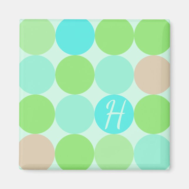 Aimant Turquoise Bleu, Vert Pomme et Cercles Corail Clair (Devant)