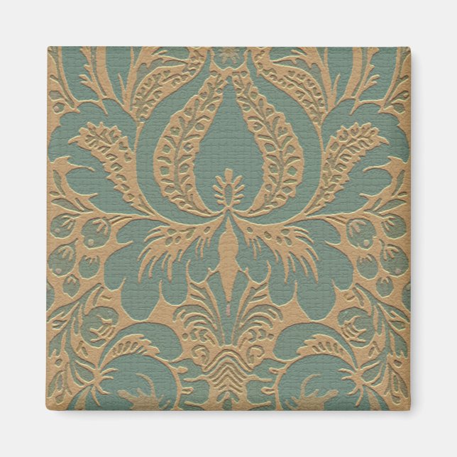 Aimant turquoise en tissu damassé (Devant)