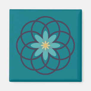 Aimant Turquoise et marine Blue Flower Design