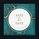 Aimant Turquoise Green Kintsugi Geode Wedding Enregistrer<br><div class="desc">. : Superbe turquoise avec des détails Kintsugi-look or. Le script manuel et la police tout-casquette ensemble semblent élégants sur cet arrière - plan de concept de pierre de forme. . : Les éléments de coordination sont disponibles . : Customisez-vous à votre goût!</div>