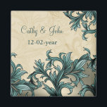 Aimant Turquoise ivoire Vintage Mariage<br><div class="desc">Turquoise ivoire Vintage Flourdissant Design Mariage</div>