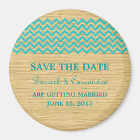 Turquoise Rustic Chevron Enregistrer l'aimant de d