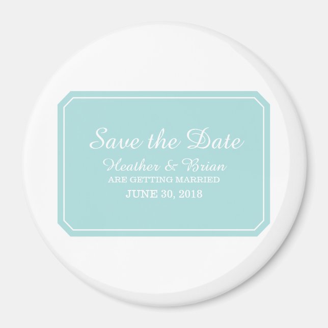 Aimant Turquoise Simply Elegant Enregistrer la date (Devant)
