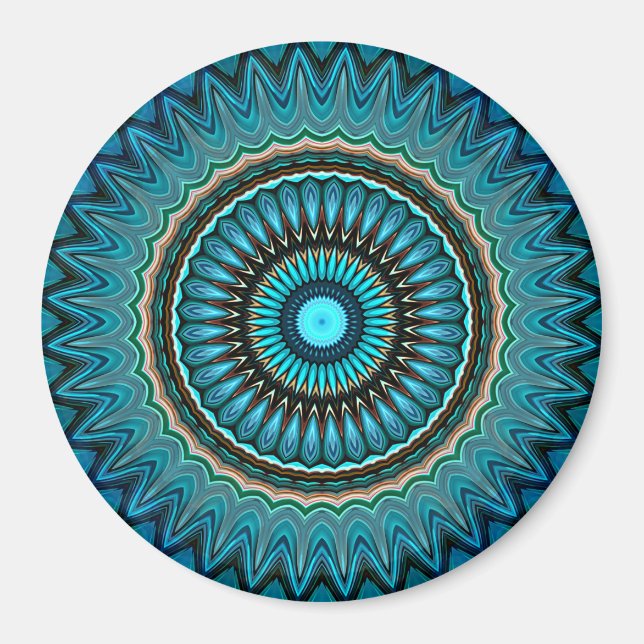 Aimant Turquoise Turquoise Vert Mandala Round Star Motif (Devant)