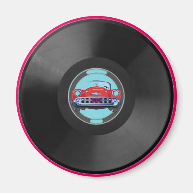 Aimant Turquoise, vinyle-record1, voiture (Devant)