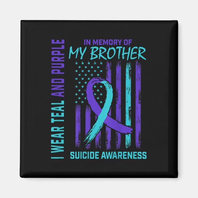 Aimant Turquoise Violet Ruban Suicide Sensibilisation Ind (Devant)