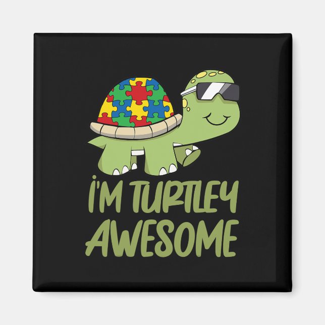 Aimant Turtle Awesome Autism Awareness Puzzle Piece (Devant)