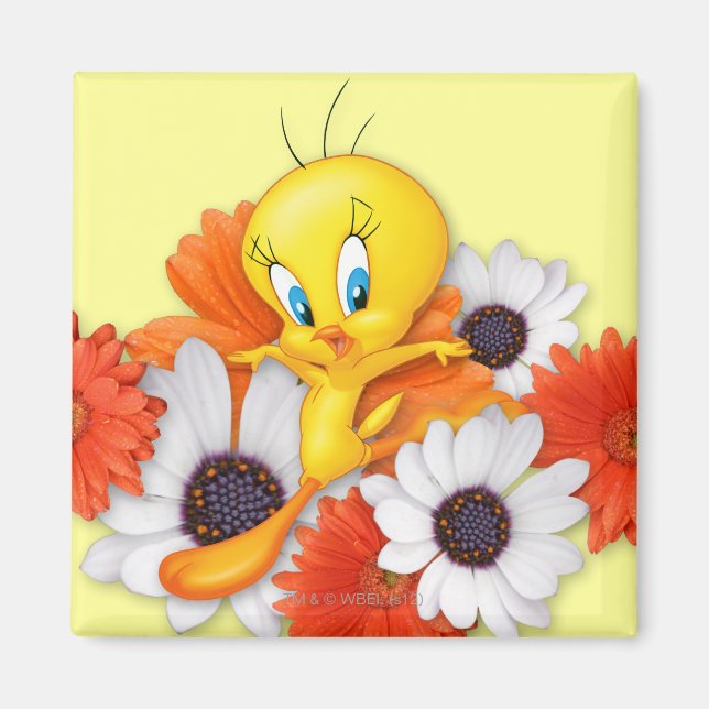Aimant Tweety avec des marguerites (Devant)