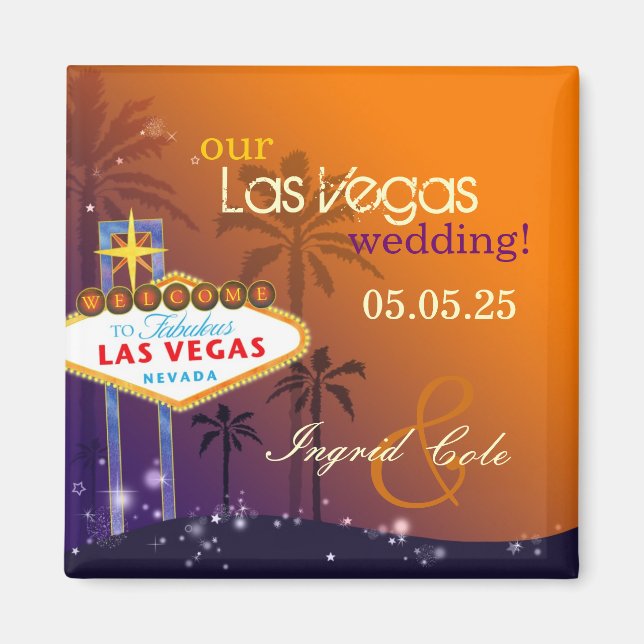 Aimant Twilight Las Vegas Mariage Enregistrer la date (Devant)