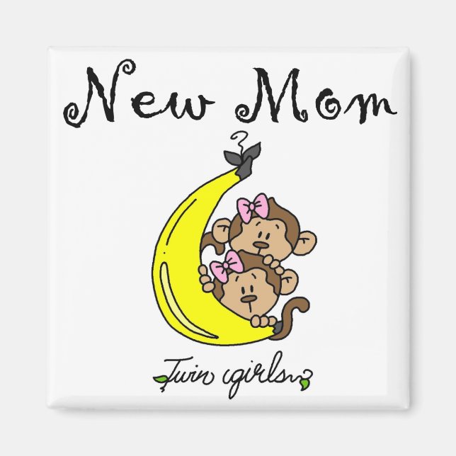 Aimant Twin Girls New Mom T-shirts et cadeaux (Devant)