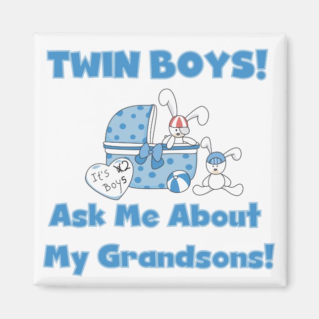 Aimant Twins-Ask About My Grandsons Tshirts and Gifts (Devant)