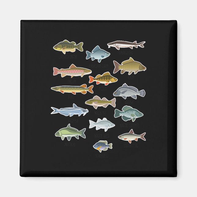 Aimant Types de pêche de poissons d'eau douce  (Devant)