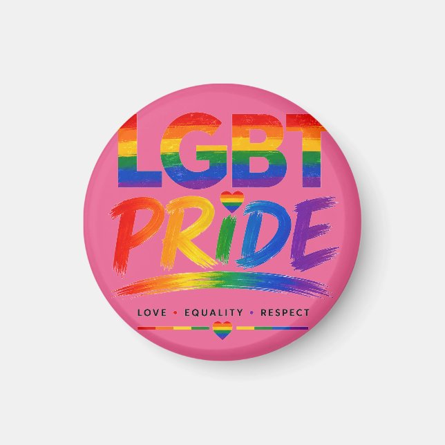 Aimant Typographie arc-en-ciel de la fierté LGBT (Devant)