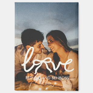 Aimant Typographie d'amour moderne couple photo personnal