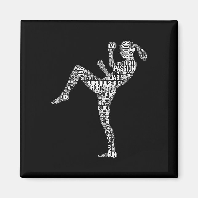 Aimant Typographie de Kickboxer - Kickboxer Mélange Marti (Devant)