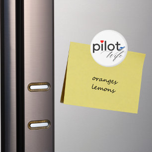 Aimant Typographie de la femme pilote et avion Simple, mi
