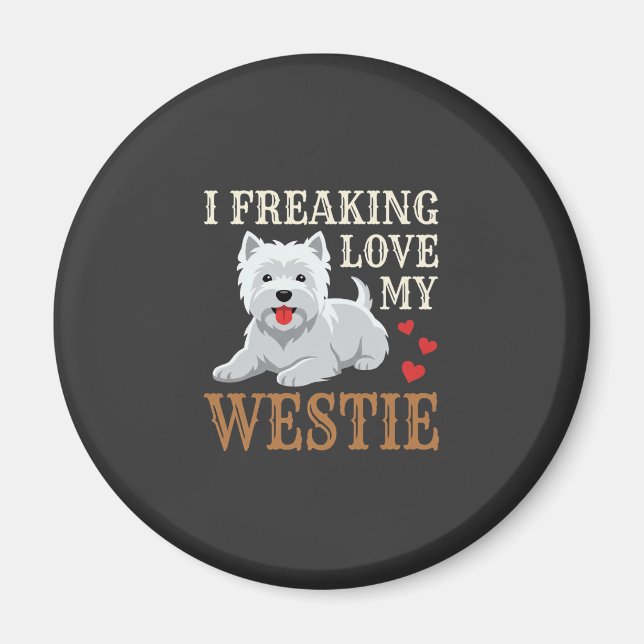 Aimant Typographie de l'amour du chien Westie (Devant)