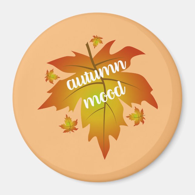Aimant Typographie de l'humeur d'automne feuille d'érable (Devant)