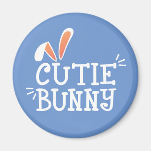 Aimant Typographie de Pâques de Bunny Cutie Simple   Magn