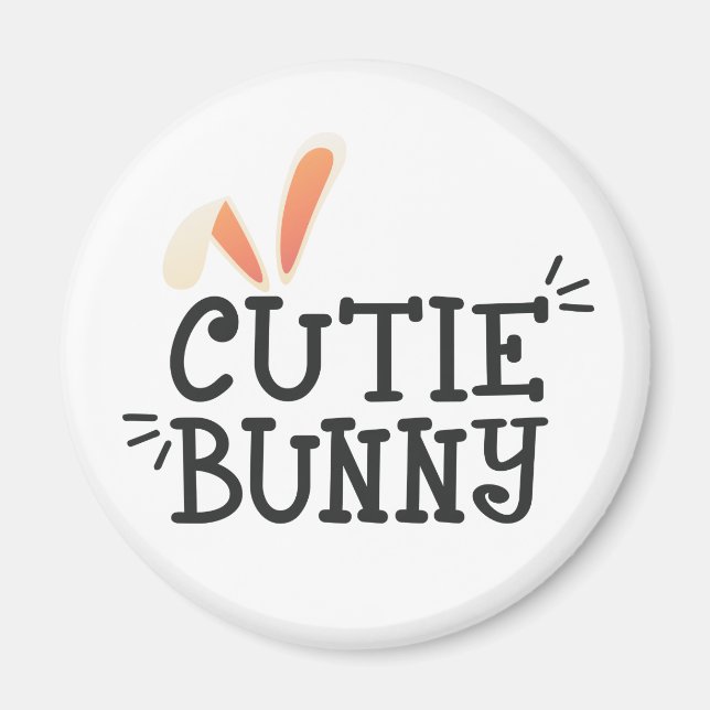 Aimant Typographie de Pâques de Bunny Cutie Simple | Magn (Devant)