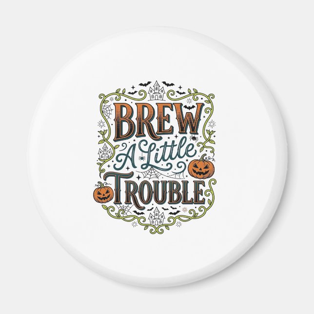 Aimant Typographie de sorcière d'Halloween Brasse Un Peu  (Devant)