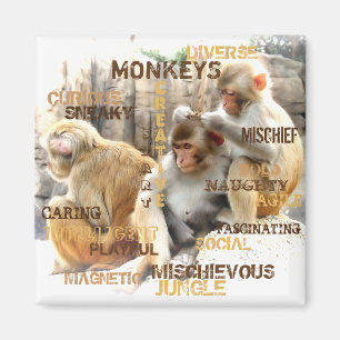 Aimant Typographie des singes mignons