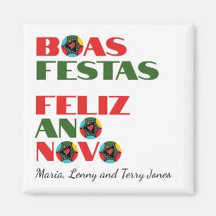 Aimant Typographie minimaliste Salutations de Noël portug
