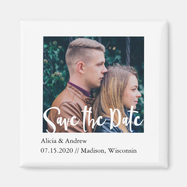 Aimant Typographie moderne Enregistrer la date (Devant)