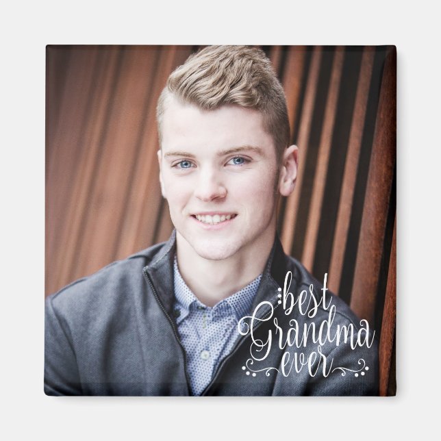 Aimant Typographie photo de la meilleure grand-mère jamai (Devant)
