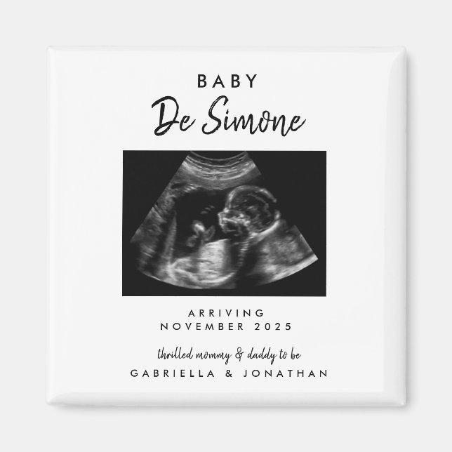 Aimant Typographie Simple Sonogramme Photo Grossesse (Devant)