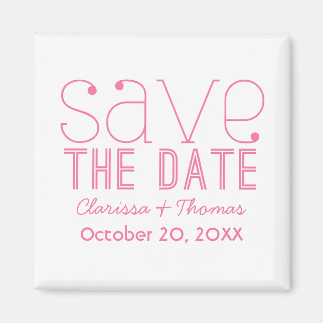 Aimant Typographie tendance Enregistrer l'aimant de date, (Devant)