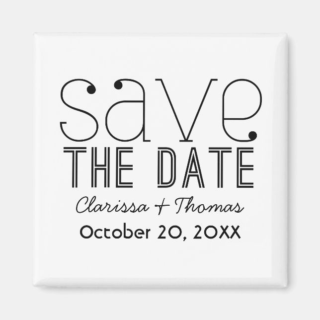 Aimant Typographie tendance Enregistrer l'aimant de date, (Devant)