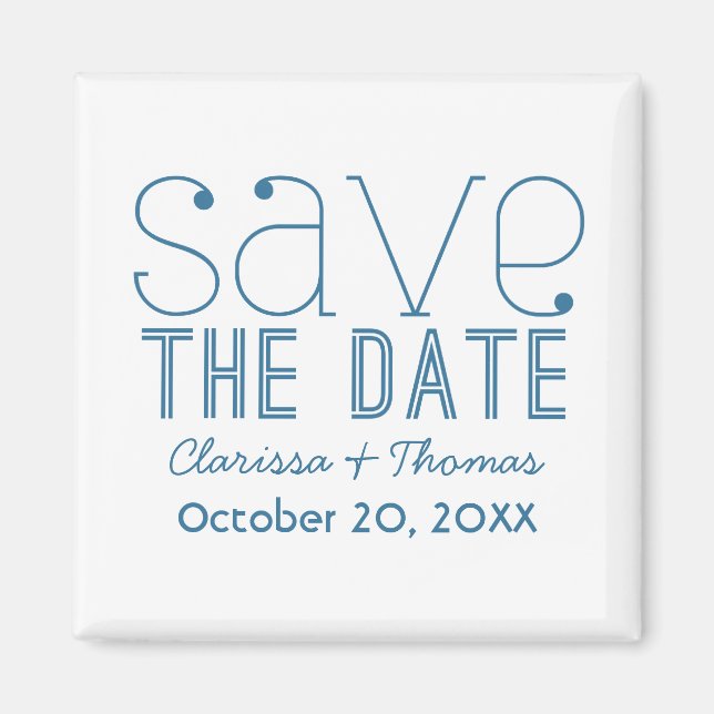 Aimant Typographie tendance Enregistrer l'aimant de date, (Devant)