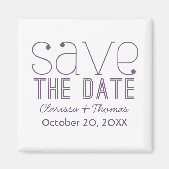 Aimant Typographie tendance Enregistrer l'aimant de date, (Devant)